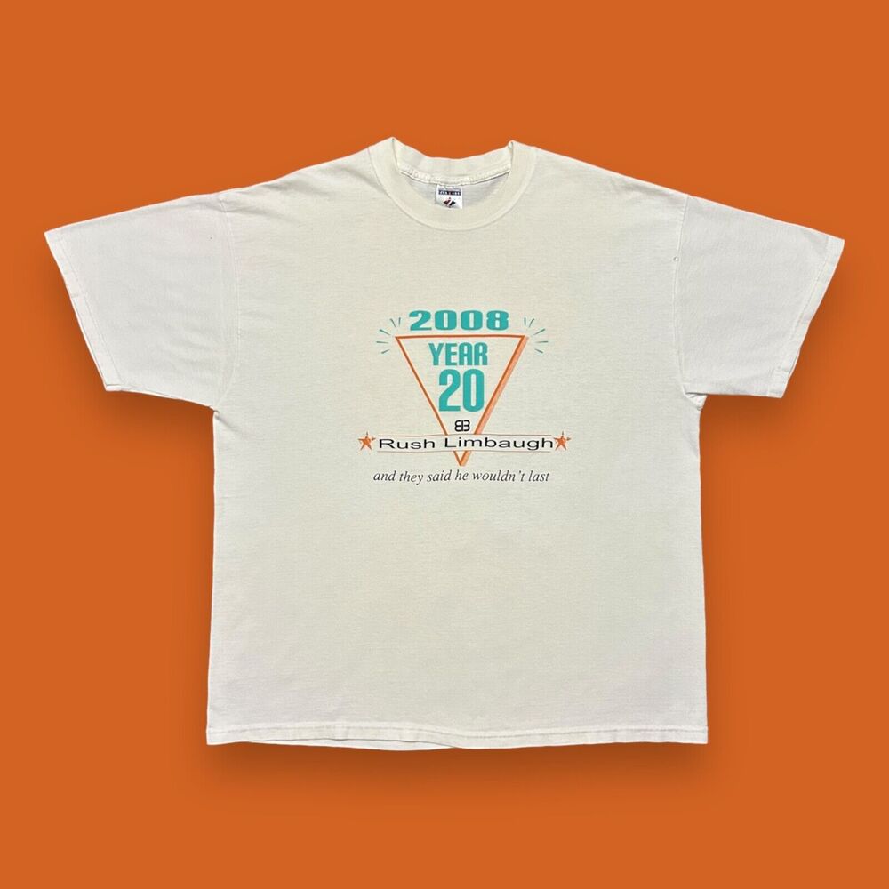 Vintage Rush Limbaugh Shirt y2k 2008 Graphic Tee White Size XL